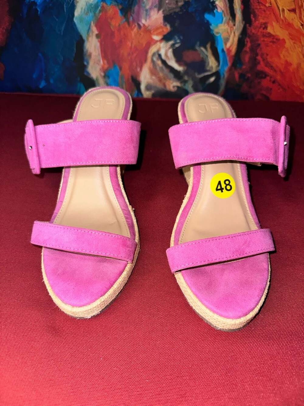 No.48 Justfab Itzel Pink Suede Wedge Sandals